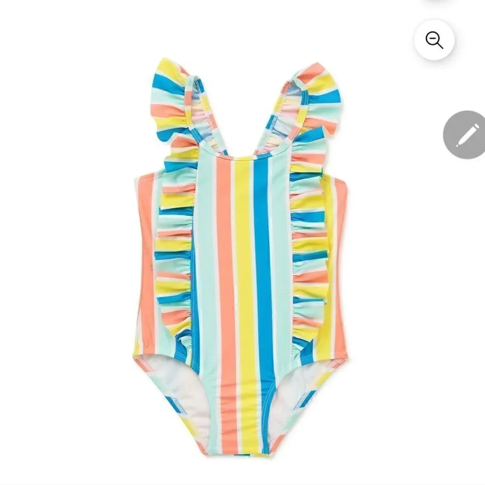 Wonder Nation Toddler Girl Stripe SwimOne-Piece